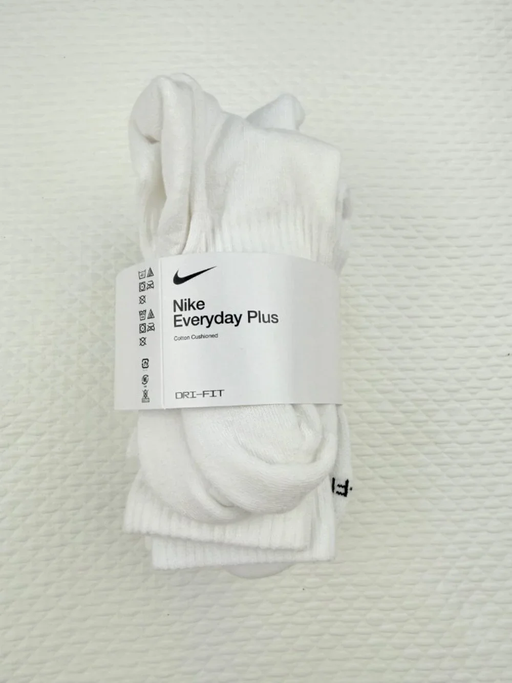 Nike Everyday Plus Dri-FIT Adult Mens L (8-12) Cushioned 5 Pair Crew Socks White